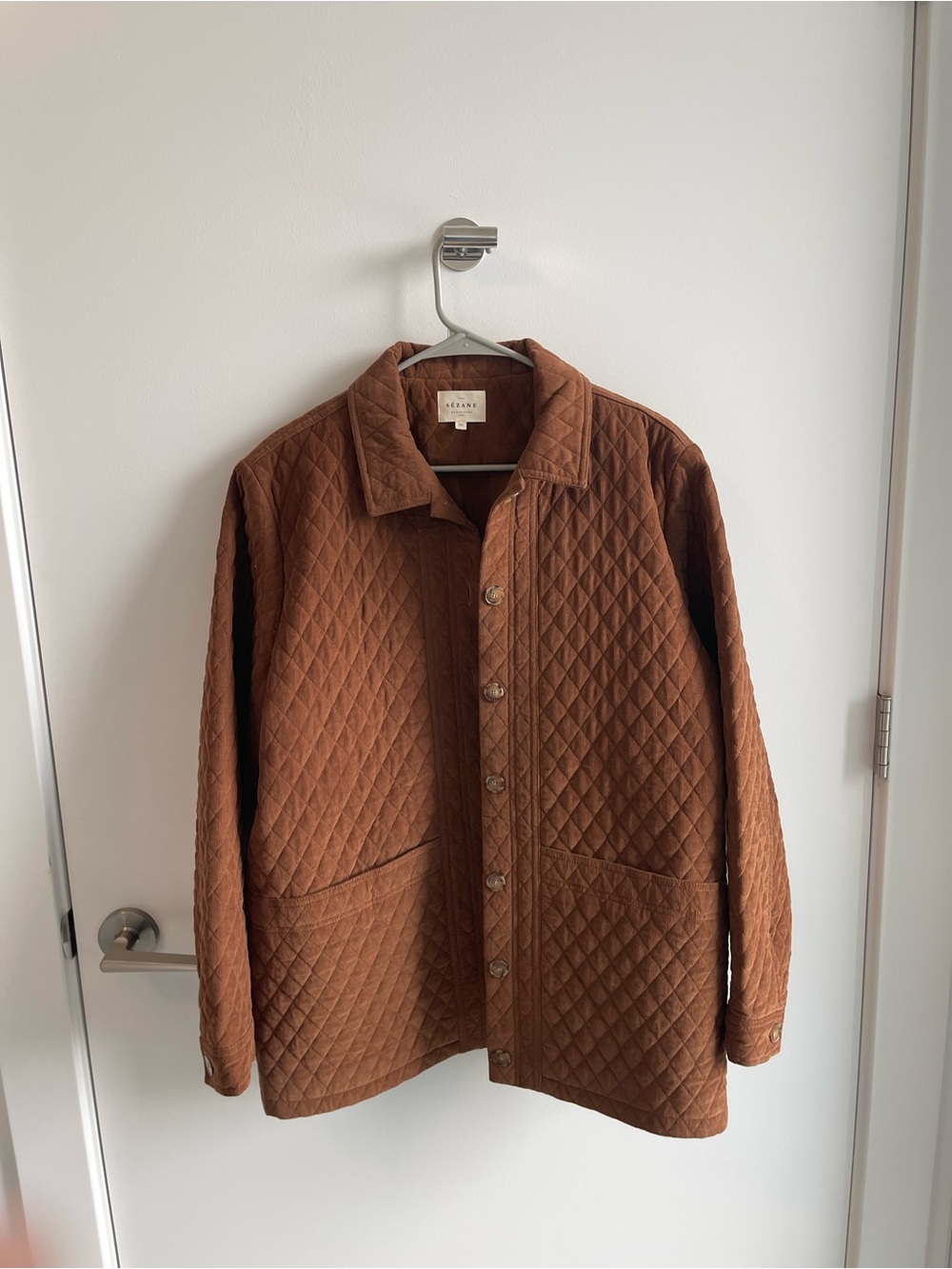 Sezane Quilted Brown Women's Jacket - Picture 2 of 6